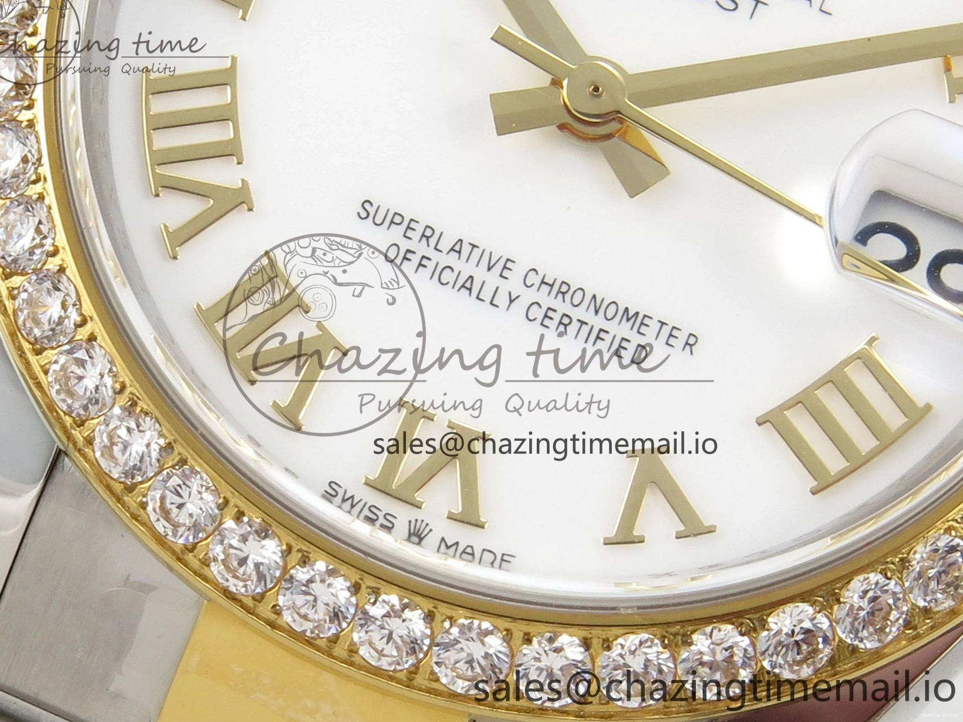 0401 DateJust 31 278383RBR THBF 1:1 Best Edition 904L Steel White Roman Dial Diamonds Bezel on SS YG Oyster Bracelet HZ Cal. Minimalist 44